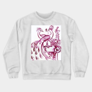 PEACOCKS IN LOVE Pink Purple White Hues Crewneck Sweatshirt